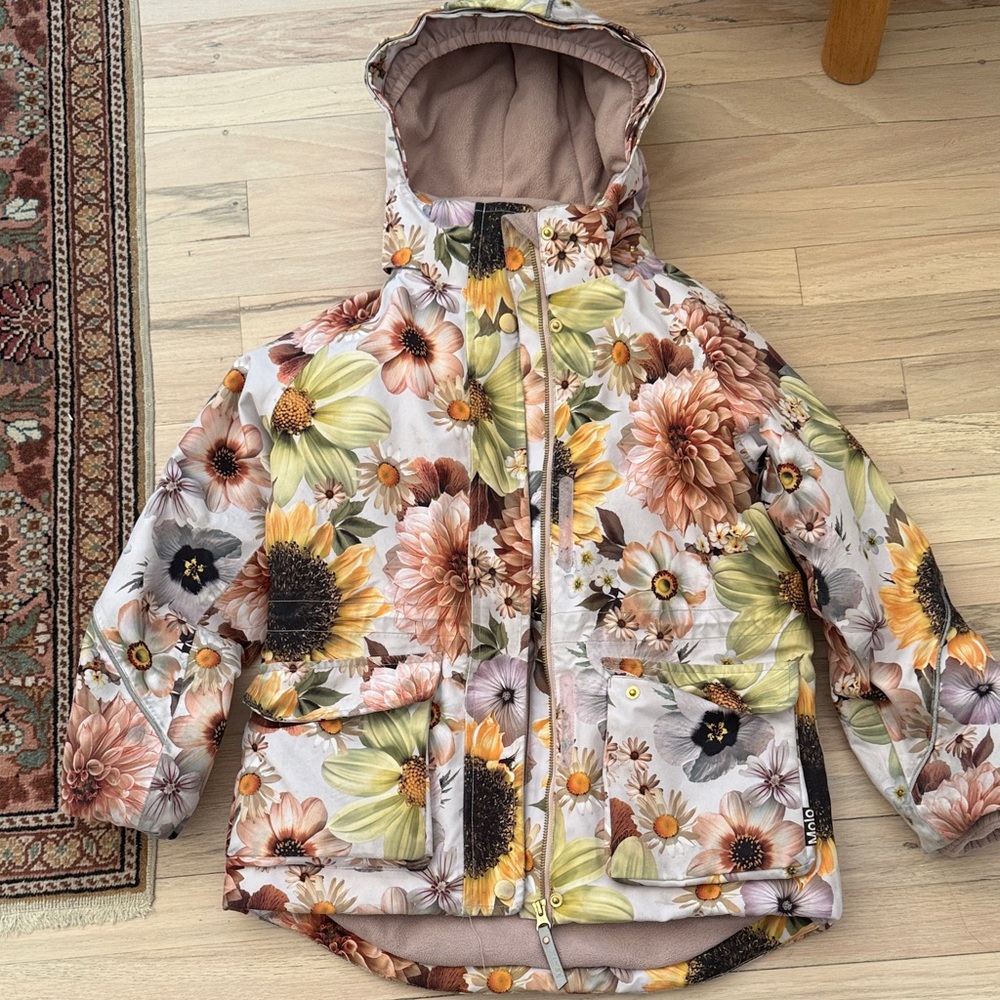 Molo Floral Hooded Puffer ski Jacket and matching ski pants in Pastel Multi - Picture 4 of 4